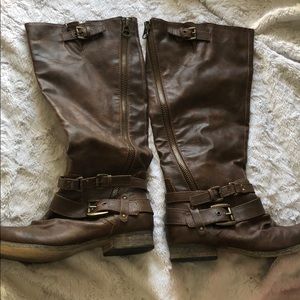 Brown leather boots